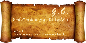 Grünsberger Olivér névjegykártya